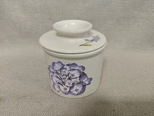 HIC Earthenware 2 Pc. Ceramic Butter Crock w/ Hydrangea Design
