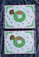 NOS 2 Sets Of 8 Vintage Hallmark Wreath Place Mats Placemats 11x14 Paper