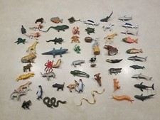 Mixed Lot Of 55 Plastic Animals Various Figures African Aquatic Etc