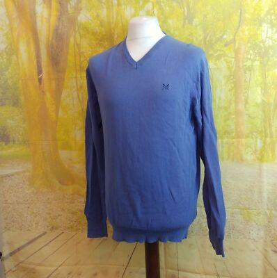 Crew Clothing Co. Pullover 100% Baumwolle Blau. UK Herren Gr. Small