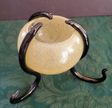 Art Glass David Wilson Hand Blown Tri-Snake Legged Bowl-Vase Unique USA