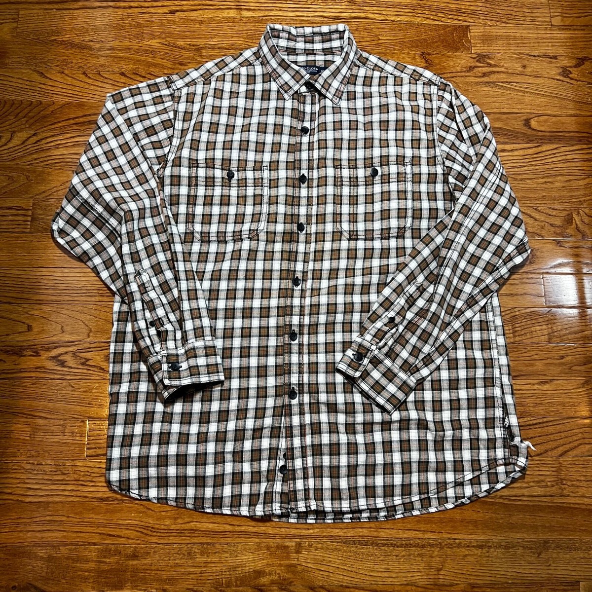faded glory dress shirts Faded Glory Men's Beige Polyester Long Sleeve Collared Casual Shirt Size X-Large