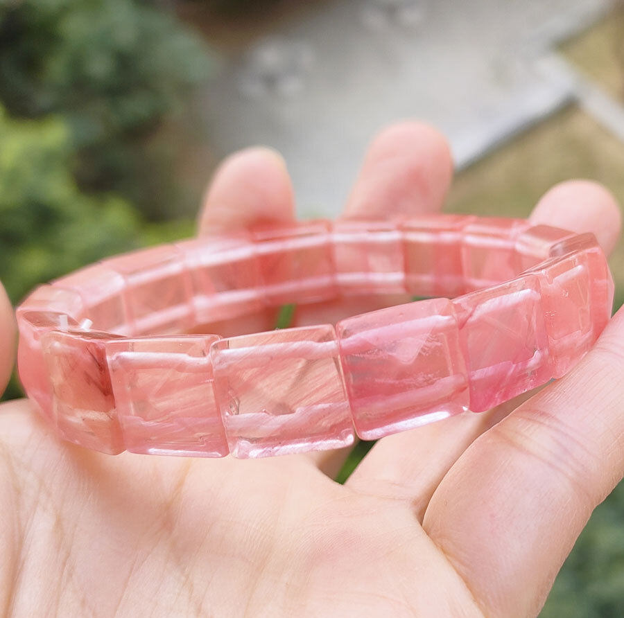 5pcs Cherry Quartz Gems square faceted Bracelet Magic Reiki Healing Amulet
