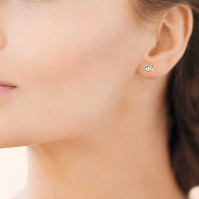 Boucles d'oreilles labradorite en plaqué or 750/000 pour éclat durable