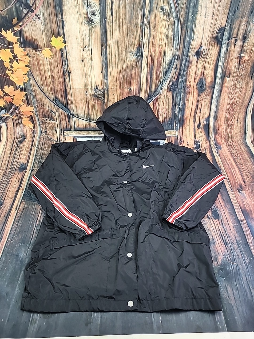 NIKE Vintage 90’s Coach Windbreaker Anorak Rain Black Hooded Jacket Size S (C)