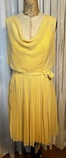 Banana Republic Women’s Yellow/white Pleat Chiffon Sleeveless Dress Sz 8 Used