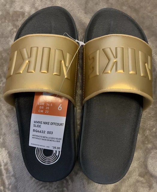 gold nike sandals