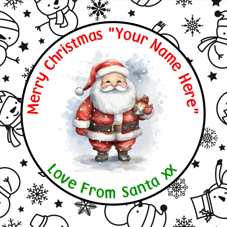 LABEL WARRIOR PERSONALISED CHRISTMAS SANTA STICKERS NAME LABELS GIFT FATHER CHRISTMAS