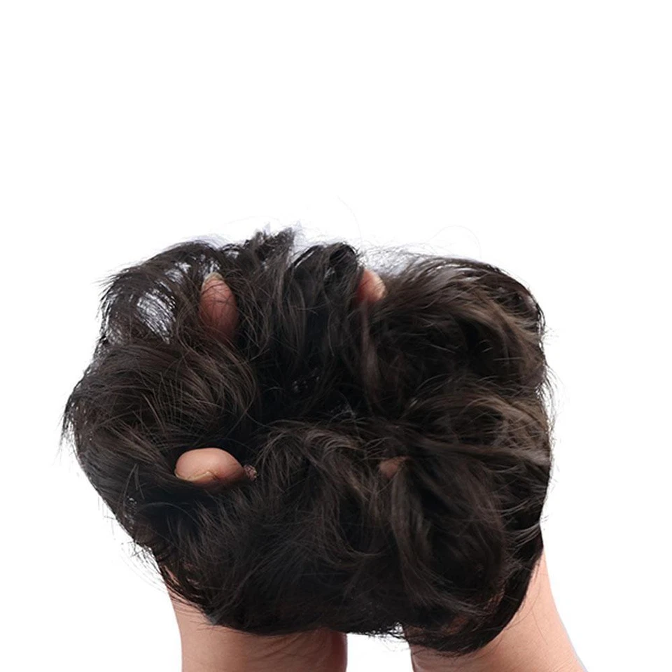 Hair Drawstring Messy Hair Donut Bun Elastic Band Synthetic hair Curly Chignon - Image 3 of 4