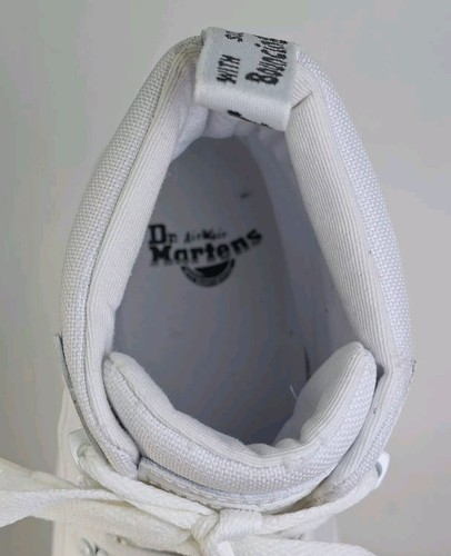 DR. MARTENS COMBS W WOMENS US 11 WHITE ON WHITE CANVAS COMBAT BOOTS DOC'S - Picture 14 of 23
