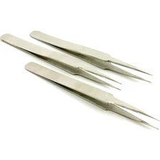 3 Stainless Steel Fine Tip Tweezers Jewelers Watchmaker Diamond Gems Repair Tool