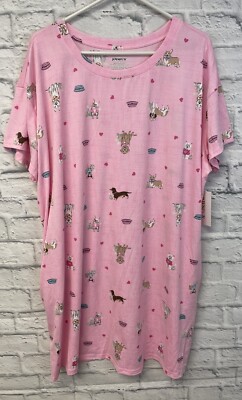 NEW Joyspun sleepshirt womens sz 2X/3X DOG nightshirt dachshund pockets pink