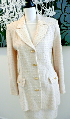 St John Couture by Marie Gray Wool Fringe Tweed Women's Suit Jacket ...