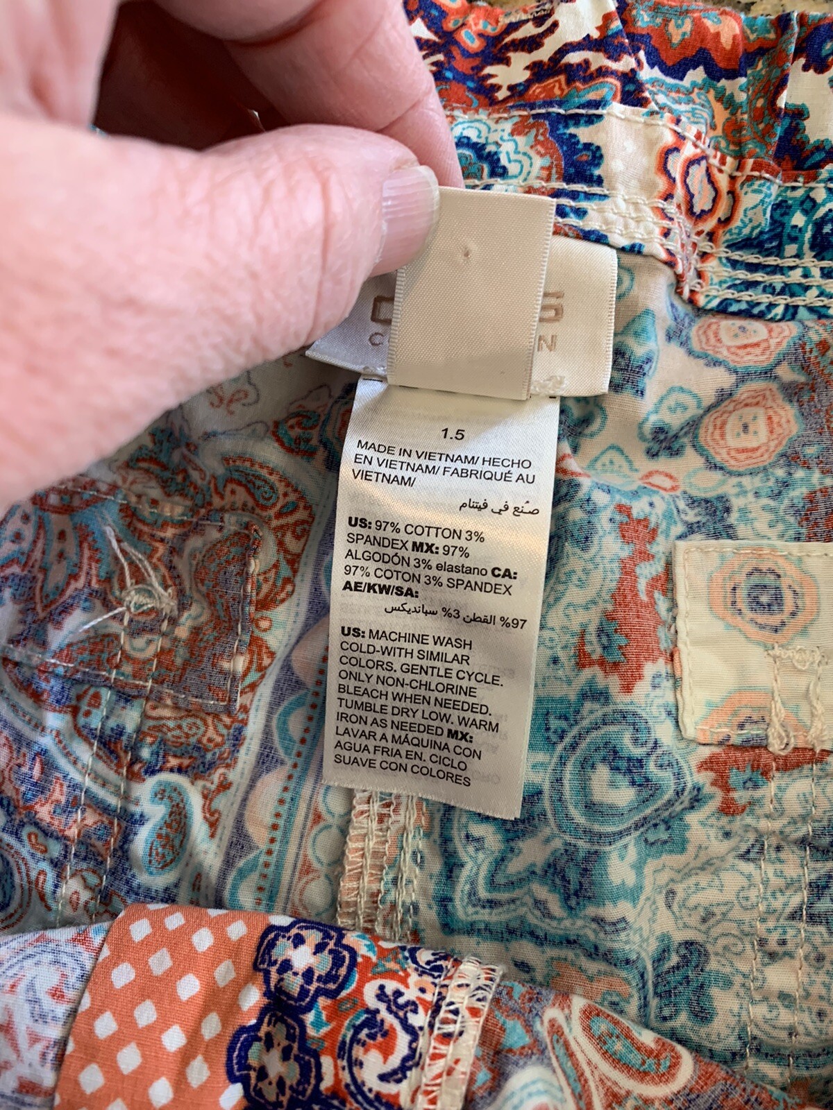 Chico Collection Cropped Patchwork Capri Pants Si… - image 7