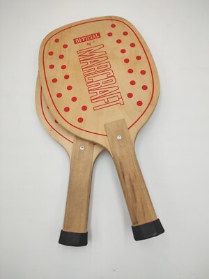 Two Vintage Marcraft NJ USA Official Endorsed UPA Paddle Ball Racquet Paddles