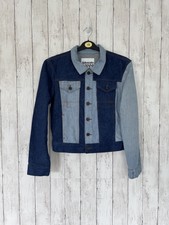 Ganni X Ahluwalia 36 Uk8 Denim Jacket Crop Blue Patch Button Up Long Sleeves