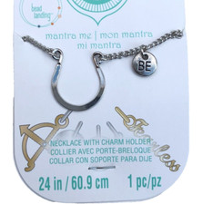 Charm Holder Pendant Silver Shoe Horse Lucky BE Charm Necklace 61cm Chain