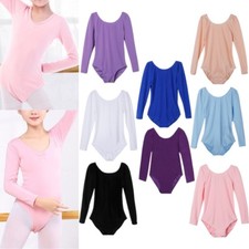 Girls Gymnastics Ballet Dress Kids Leotard Unitard Long Sleeve Dancewear Costume