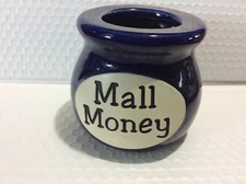 TUMBLEWEED POTTERY Blue Ceramic Mall Money Jar Collectible 4" (NO LID)