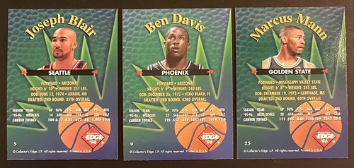 (3) 1996-97 BASKETBALL @ ROOKIE RAGE SAMMLER EDGE #5 BLAIR #9 DAVIS #25 MANN - Bild 2 von 2