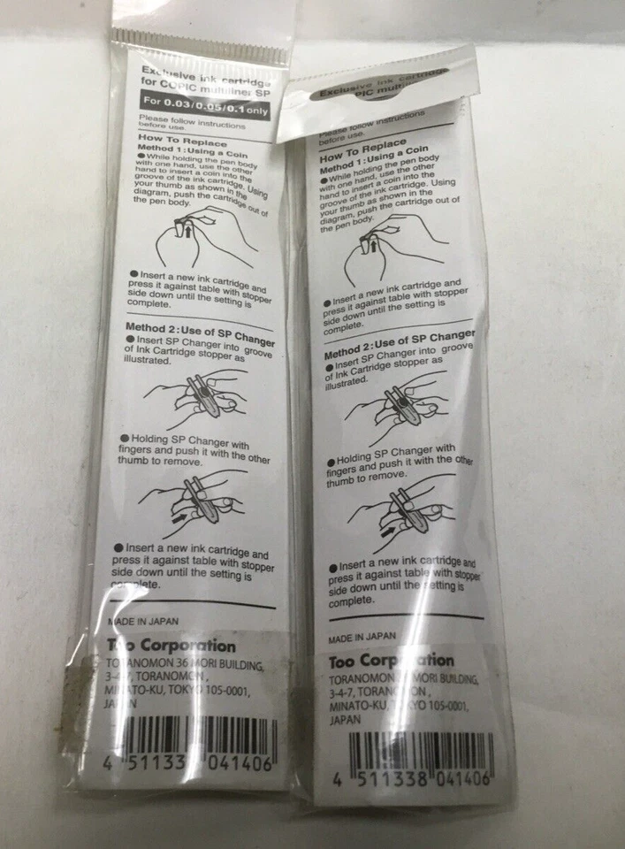 Лот из 2 Copic Multiliner Sp Заправка Черный Новый запечатанный пакет сделано в Японии! - Изображение 2 из 2