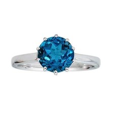 Gin and Grace Aliyah 10K White Gold Round-Cut Brazilian London Blue Topaz Ring 5
