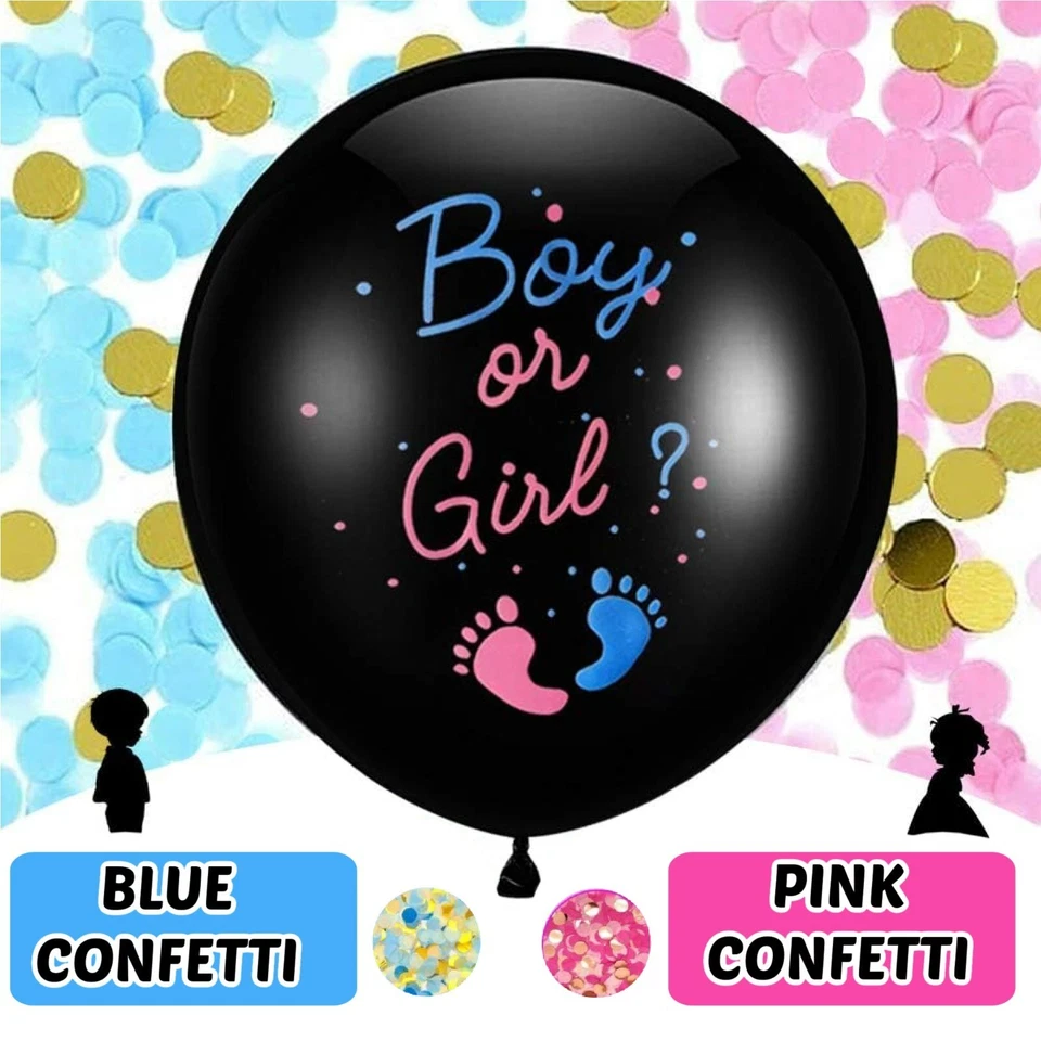 36" Grande GÉNERO REVELACIÓN Globo Gigante Confeti Baby Shower Decoraciones BALONES UK Foto 4 de 4