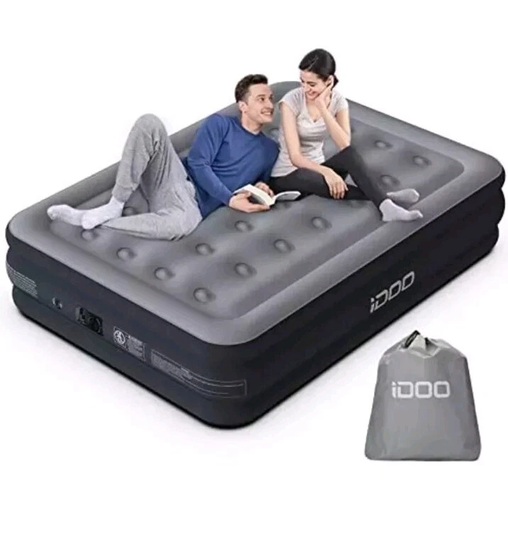 iDOO Double Large size Air Bed, Inflatable bed with Built-in Pump, 3 Mins Quick