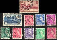 France 1938-39 Y&T n°391, 392, 406, 407, 410, 411, 412, 413, 414, 416 (ø)