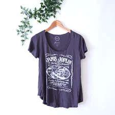 Janis Joplin Project Karma Gray Short Sleeve Soft Top Size Small