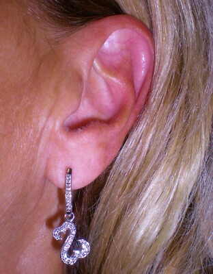 Jane Seymour 14K WG ONE SINGLE Open Hearts Dangle Drop Diamond