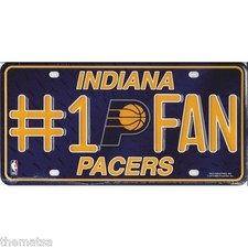 INDIANA PACERS NUMBER ONE FAN LOGO NBA BASKETBALL LICENSE PLATE MADE IN USA