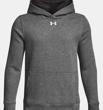 Under Armour Boys Hustle Fleece Hoodie -Carbon Heather Gray - New