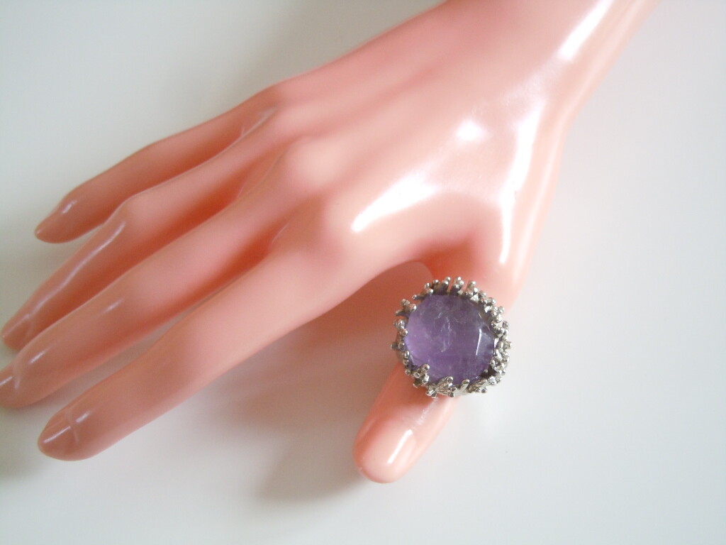 Ring Stainless Steel Amethyst Solid Stamp 316L SS… - image 2