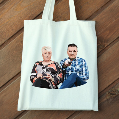 Gogglebox TV Show Jenny & Lee personalisierte Tragetasche personalisiert 