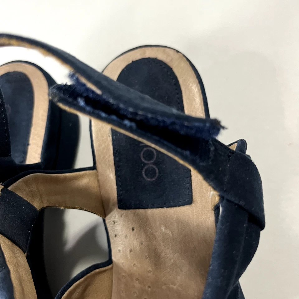 Me Too Suede Strappy Block Heel Comfort Shoe Open Toe  Blue Women Sandals 9M - Image 3 of 4