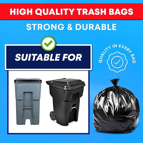 Heavy Duty 96 Gallon Trash Bags, 50 Count in Jumbo Size - Ideal for Cleanup - Picture 5 of 11