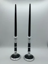 Vintage Chrome and Black Baked Enamel BUTAFLAME Candleholders, R.G.I. Inc. 19”