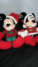 Chistma Mickey And Minnie Mouse 15 Plush Disney made by Applause. Vintage 1990s.