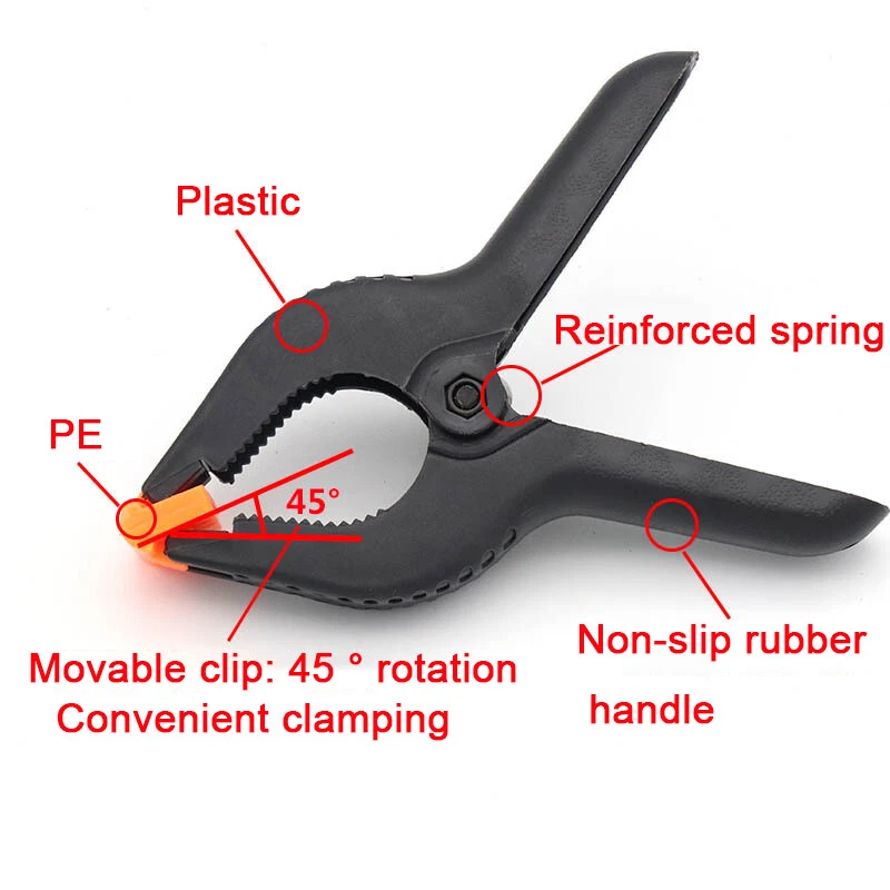 2" 3" 3.5" 4" 6" Plastic Spring Clamp Quick DIY Tools Woodwork Grip Clips Nylon - Image 4 of 4