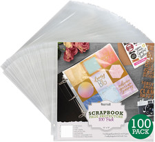Scrapbook Refill Pages 12X12 Inch, 100 Pack, Fits 3 Ring Scrapbook Binders and 1