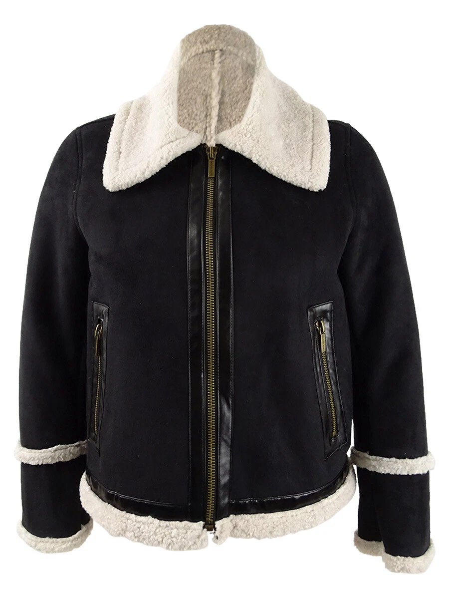 Michael Michael Kors Women s Mixed Media Jacket XL Black Bone