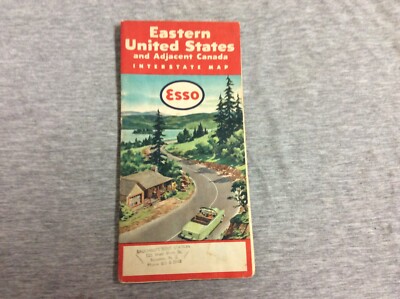 Vintage 1955-56 Esso Eastern US & Adjacent Canada Interstate Map