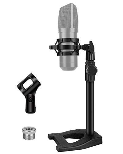 Microphone Stand, Mic Stand Desk with Weighted Base Shock Mount 3/8