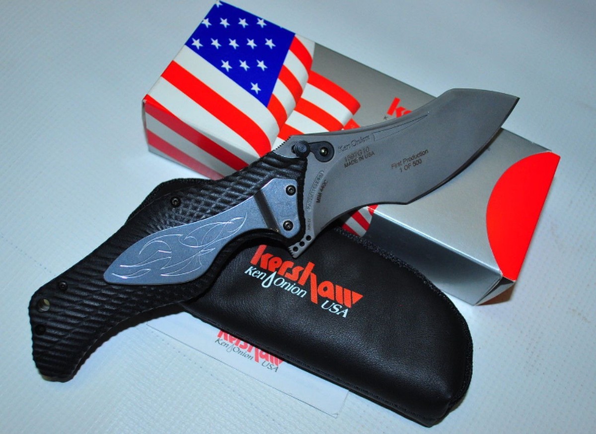 KERSHAWフィギュア KERSHAW 1597G10 KEN ONION OFFSET,PLAIN BLADE,FIRST PRODUCTION , 1