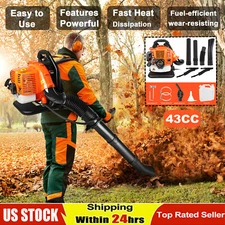 Backpack 43CC Leaf Blower Gas Powered Snow Blower 665CFM 270MPH 2-Stroke 3HP US