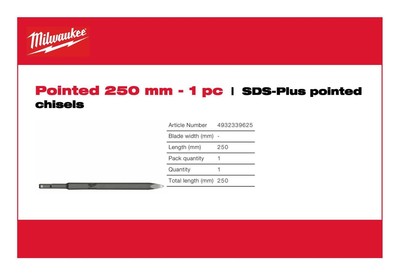 Milwaukee - SDS-Plus Meißelspitze 250mm - 1 Stück