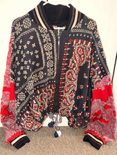 Free People Paisley Pattern Bomber Jacket Woo...