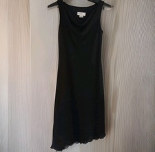 Vtg 90s Y2K Whimsigoth Fairy Grunge Asymmetrical Cowl Neck Midi Dress LBD USA S