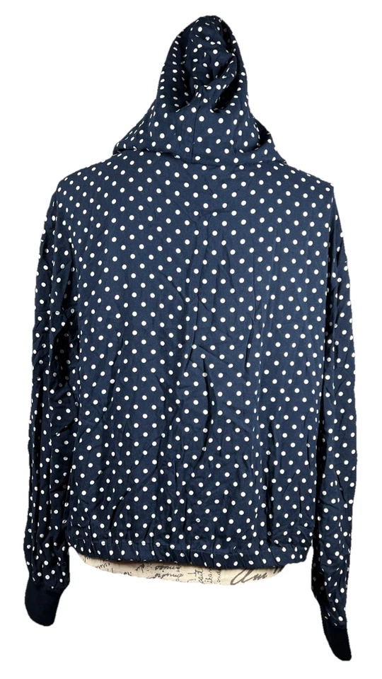 Tommy Hilfiger 轻便夹克女式中号蓝色圆点全拉链连帽 — 第 2/4 张图片